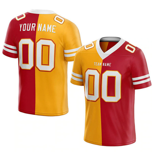 Men's Red/Yellow Split Custom Stitched Football Jersey